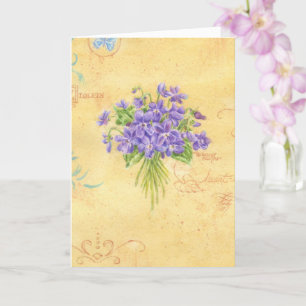 Violet Bouquet Blank Note Card Karte