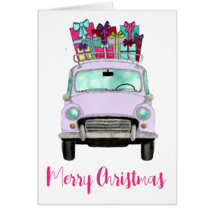 Violet Car mit Weihnachtsgeschenken