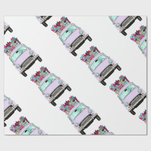 Violet Car mit Weihnachtsgeschenkpapier Geschenkpapier