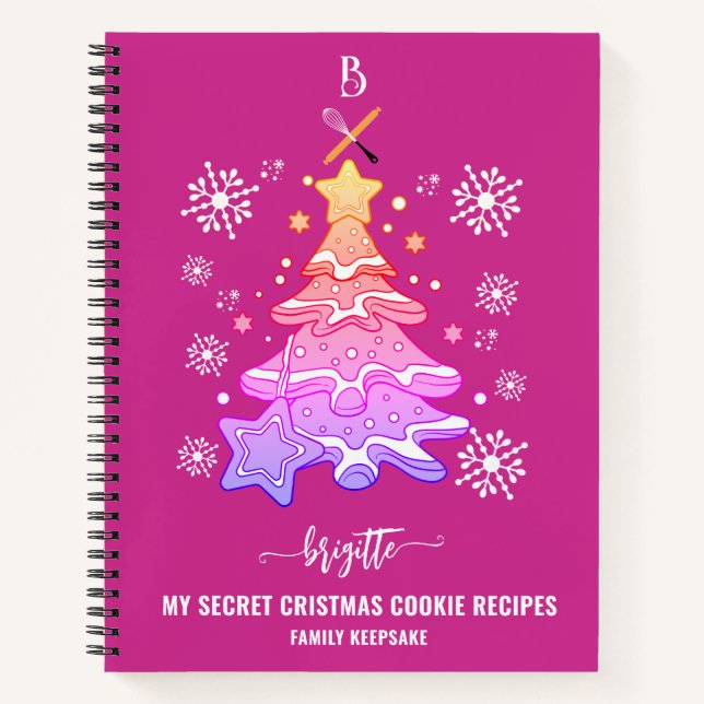 Violet Christmas Tree Cookie Baking Crew Snowflake Notizbuch (Vorderseite)