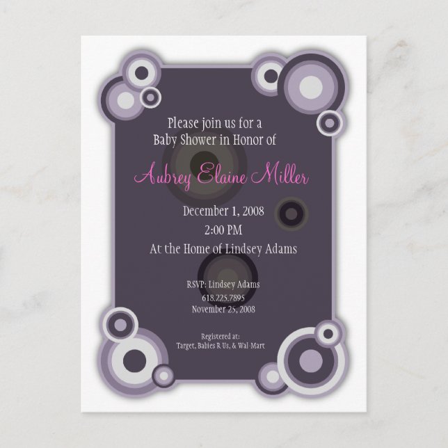 Violet Circle Baby Dusche Einladung (Vorderseite)
