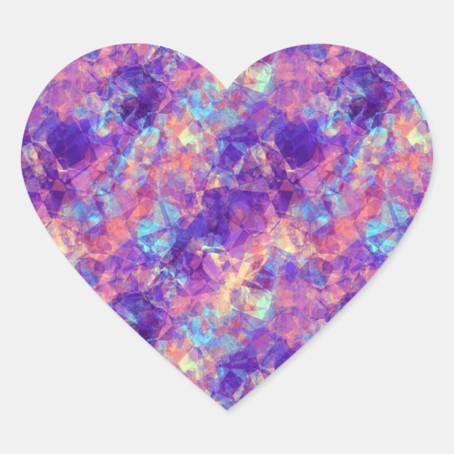 Violet Crumpled Textur Herz-Aufkleber (Vorderseite)