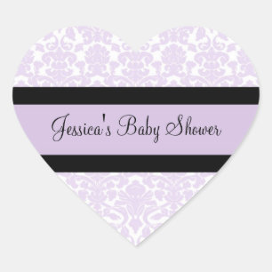 Violet Damask Baby Dusche Pflegeaufkleber Herz-Aufkleber