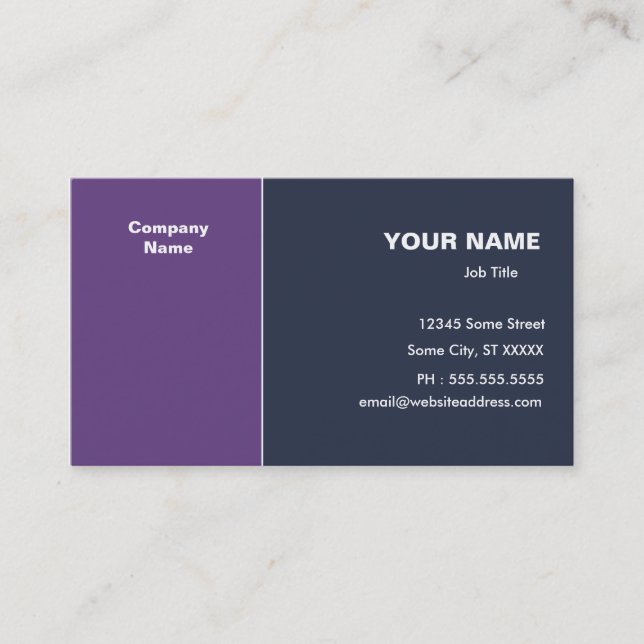 Violet Dark Blue Elegante Visitenkarte (Vorderseite)