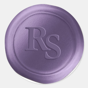 Violet Double Monogram Hochzeitwax-Siegel Runder Aufkleber