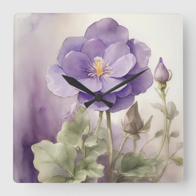 Violet Dreams Quadratische Wanduhr (Vorderseite)