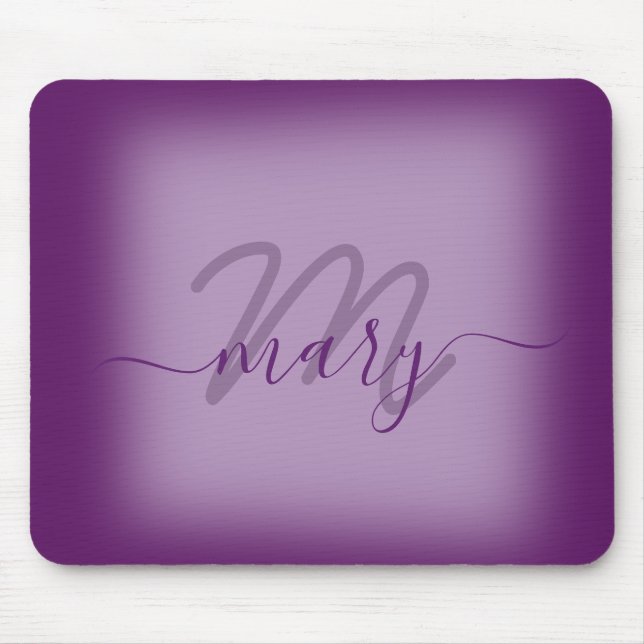 Violet Dusty Lila Minimal Name Monogramm Mousepad (Vorne)