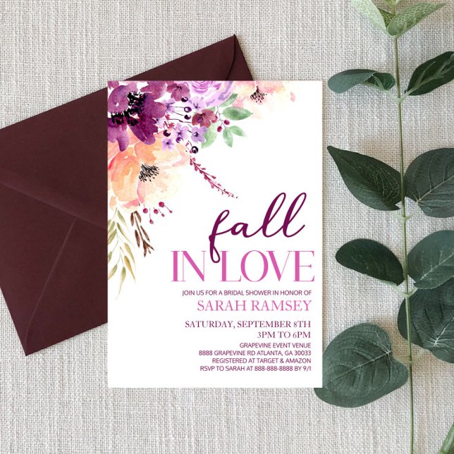 Violet Fall In Love Floral Flowers Bridal Shower Einladung (Von Creator hochgeladen)