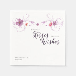 Violet Floral Butterfells Kisses & Wishs Baby Serviette