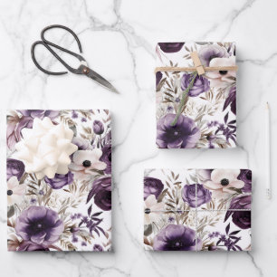 Violet Floral Geschenkpapier Set