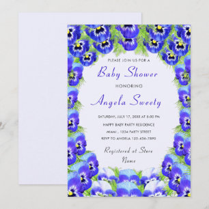 Violet Flowers Baby Shower Einladung
