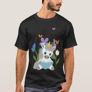 Violet Garden Unicorn with Books Butterfly T-Shirt