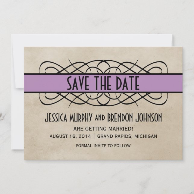 Violet Geblüht Grenze Save the Date einladen Einladung (Vorderseite)
