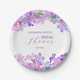 Violet Geranium Bridal Brunch Dusche Pappteller