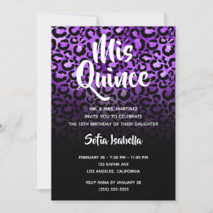 Violet Glam Leopard Flecken Schwarz Ombre Mis Quin Einladung