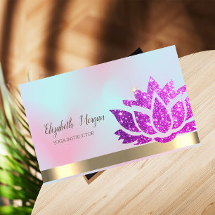 Violet Glitzer Lotus Blume Yoga Holographisch Visitenkarte