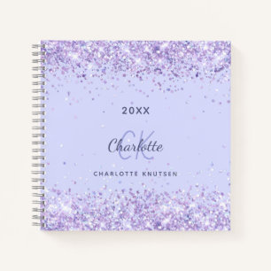 Violet-Glitzer-Monogramm-Initialen Notizbuch