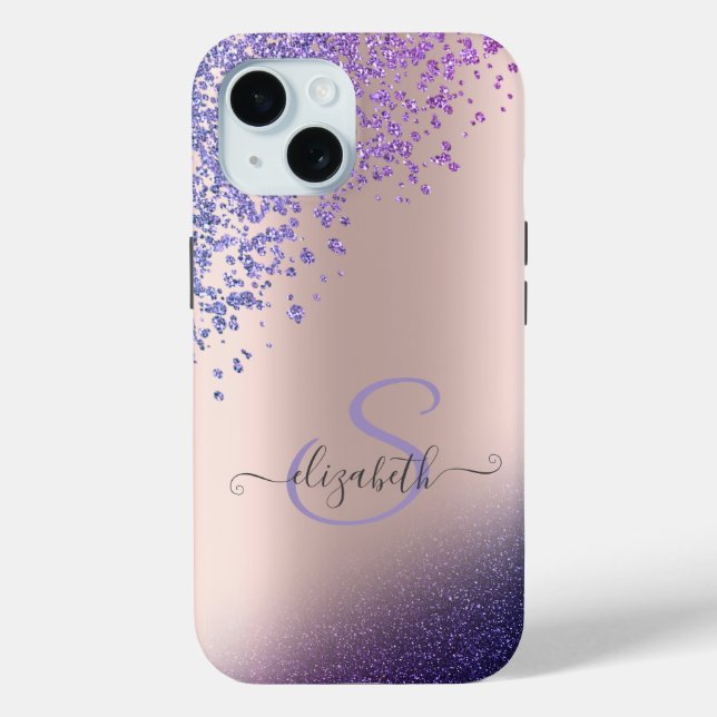 Violet Glitzer Ombre Diamonds Case-Mate iPhone Hülle (Rückseite)