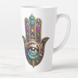 Violet Gold w/ Blue-Green Color Third Eye Hamsa Milchtasse
