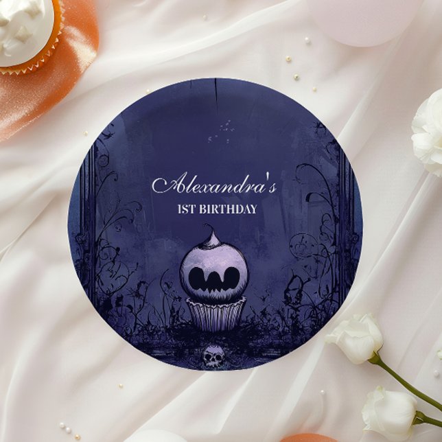 Violet Gothic Spooky ONE Geburtstag Pappteller (Von Creator hochgeladen)