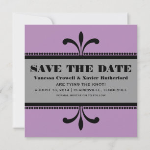 Violet/Graue Extravagante Art Déco Save the Date l