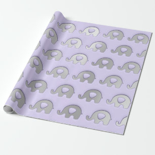 Violet Gray Elephant Baby Dusche Prinzessin Girl B Geschenkpapier
