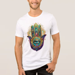 Violet Green Gold Petals Hamsa Turquoise Third Eye Tri-Blend Shirt