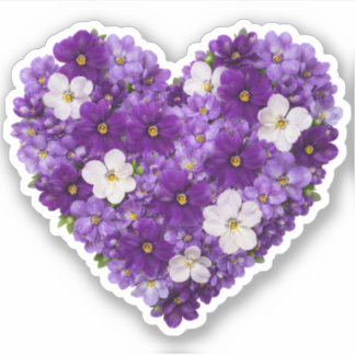 Violet Heart February Birth Flower Aufkleber