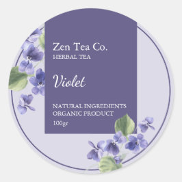 Violet Herbal Tea Business Label Runder Aufkleber
