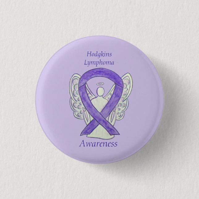 Violet Hodgkins Lymphoma Ribbon Angel Buttone Button (Vorderseite)