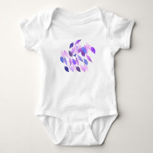 Violet Indigo Leaf Natur Wasserfarbener Garten Baby Strampler