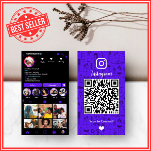 Violet Instagram Friseursalon QR Social Media Visitenkarte