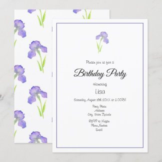 Violet Iris und Iris Pattern Einladung