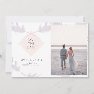 Violet Lavendel & Peach Foto Save the Date Einladung