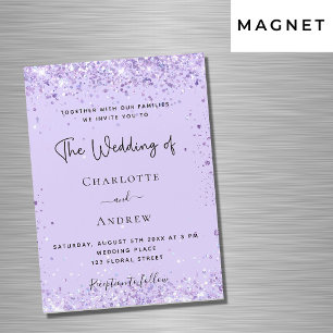 Violet lavender conetti Skript Luxus Hochzeit Magneteinladung