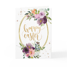 Violet Lavender Floral Gold Rahmen Happy Osterfest