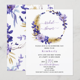 Violet Lavender & Gold Floral Brautparty Einladung