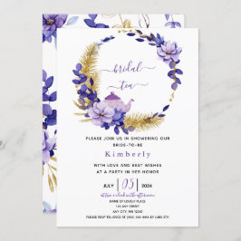 Violet Lavender & GoldFloral Bridal Tee Einladung