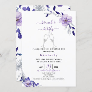 Violet Lavender & Silver Floral Bridal Brunch Einladung