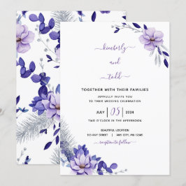 Violet Lavender & Silver Floral Wedding Einladung