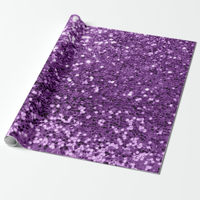 Violet Lila Amethyst Sequin Glitzer Shiny Effekt Geschenkpapier (Ungerollt)