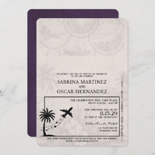 Violet Lila Aruba Passport Hochzeit Einladung