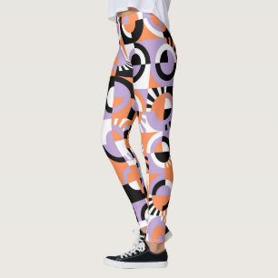 Violet Lila Black Orange Art Pattern Leggings