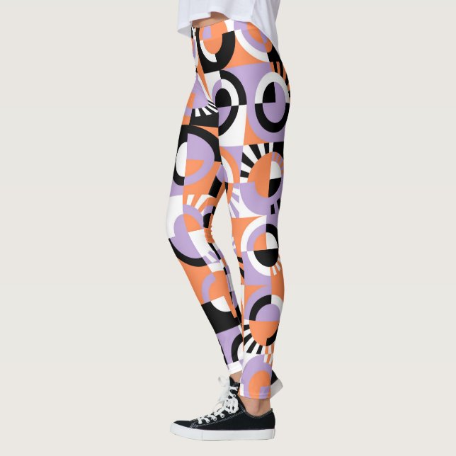 Violet Lila Black Orange Art Pattern Leggings (Links)