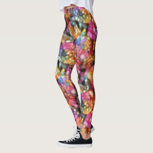 Violet Lila Blue Pink Black Bubbles Art Muster Leggings