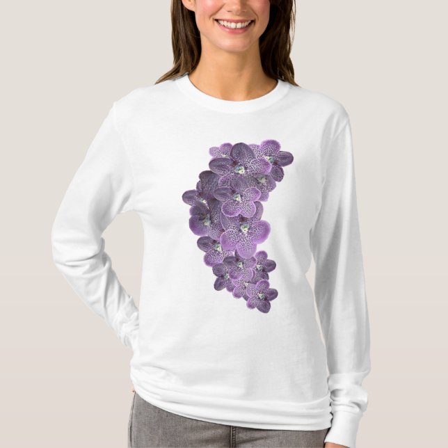 Violet Lila blühende Blume Orchideen T-Shirt (Vorderseite)