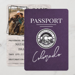 Violet Lila Colorado Passport Save the Date