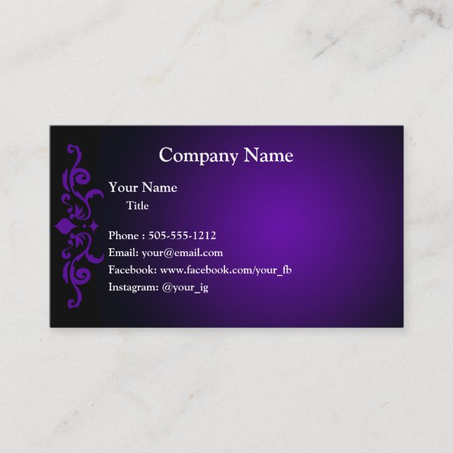 Violet Lila Damask Business Card Visitenkarte (Vorderseite)
