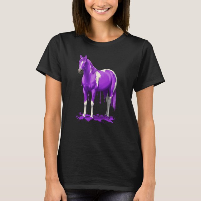 Violet Lila Dripping Nass Paint Horse T-Shirt (Vorderseite)