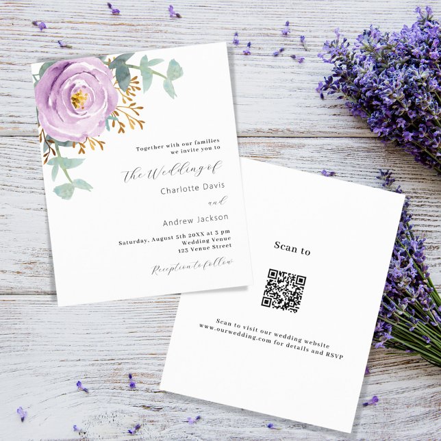 Violet lila florale QR Code UAWG Budget Hochzeit (Von Creator hochgeladen)